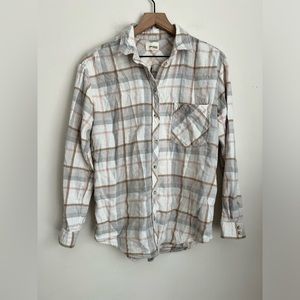 Aritzia Wilfred Free Plaid Flannel Button Up Shirt top oversized long sleeve S